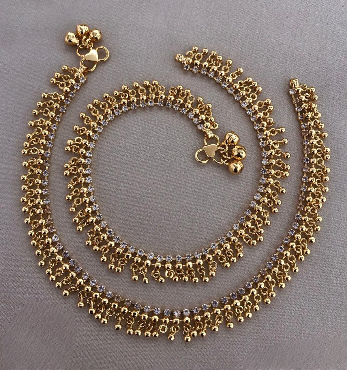 AD Stone Ghungroo Anklets