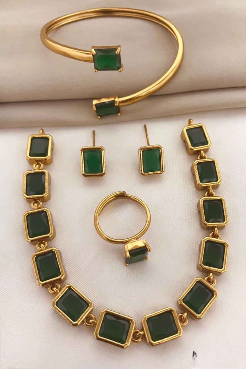 Green Emerald Sufi Necklace Set