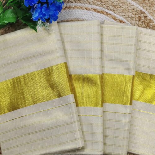 Golden Tissue Check Saree