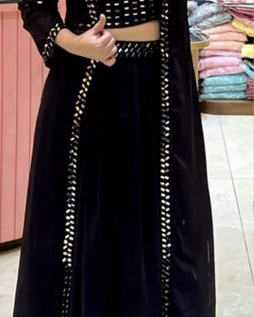 Designer Mirror Work Skirt & Top - Black