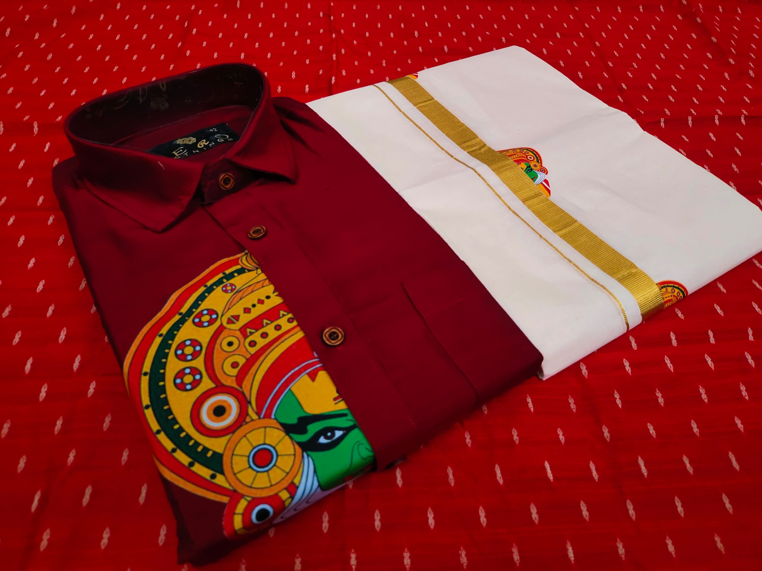 Kathakali Theme Shirt & Mundu