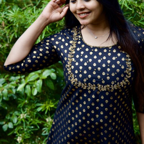 Designer Kurti with Intricate Handwork: Black
