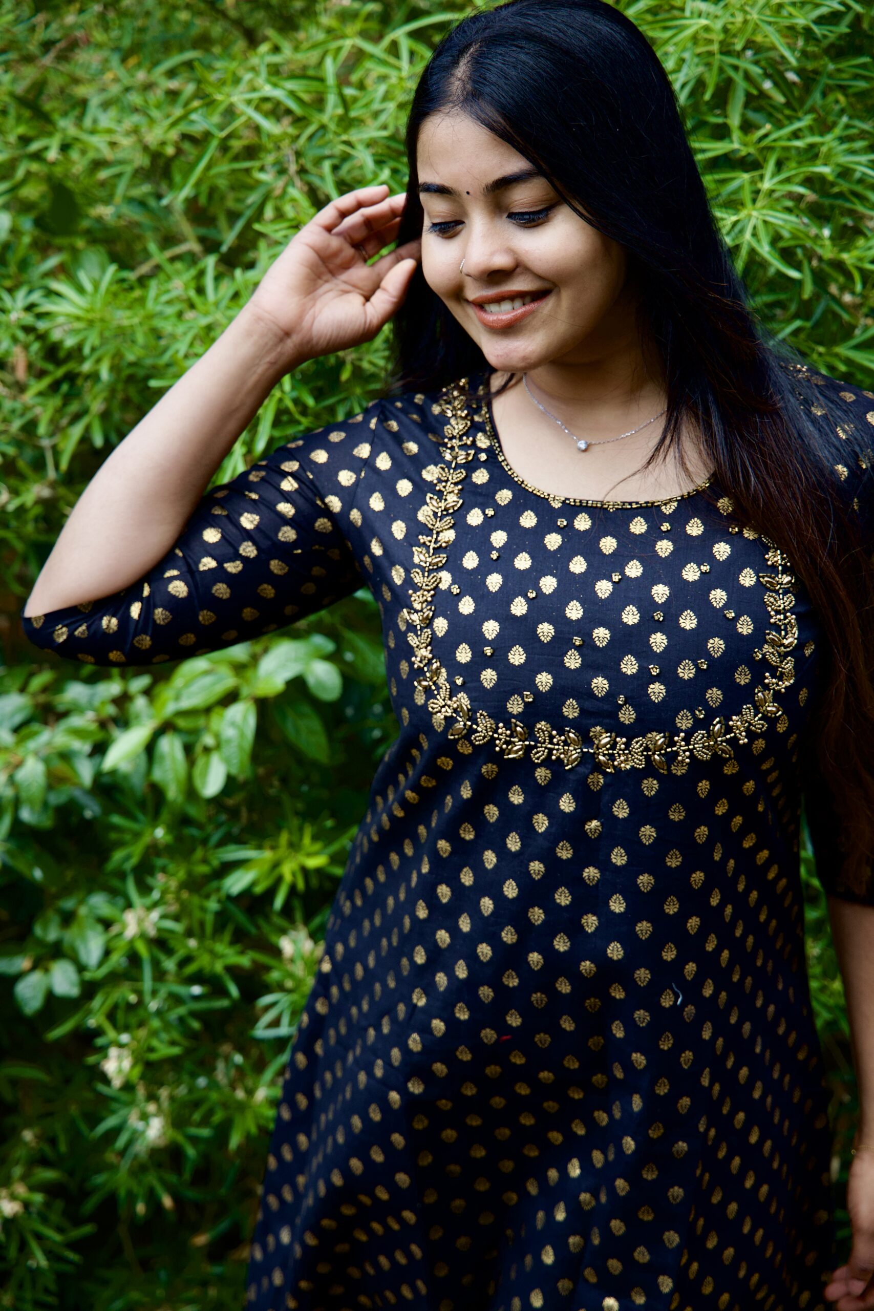 Designer Kurti with Intricate Handwork: Black