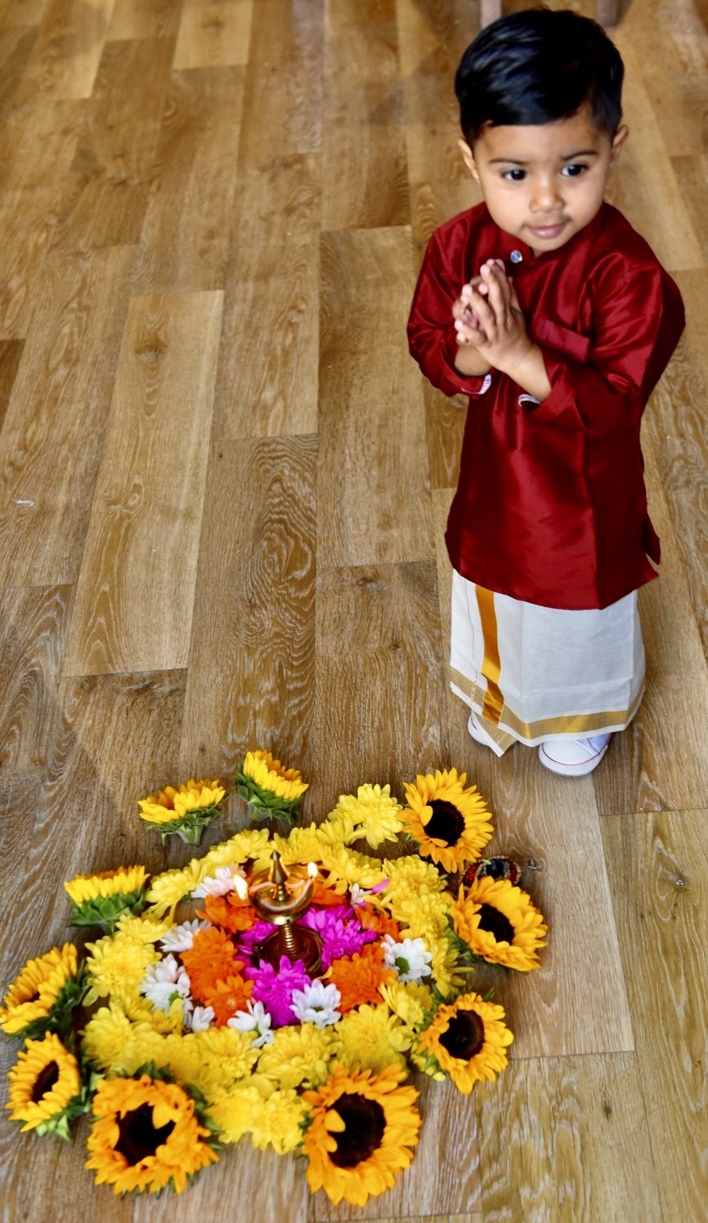 Kids Kurtha & Mundu  - Maroon