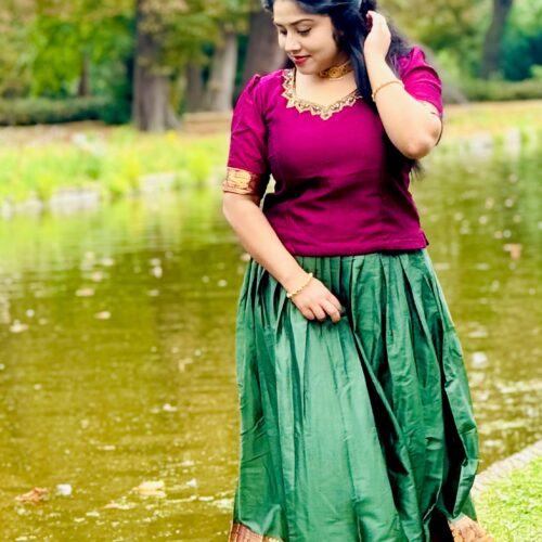 Handcrafted Semi-Silk Pattu Pavada