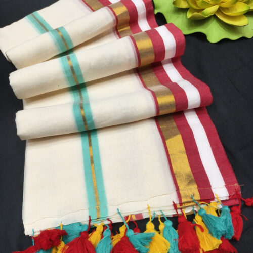 MulMul Cotton Saree - Multi Colour
