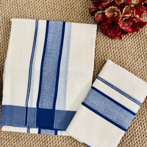 Blue Cotton Set Mundu
