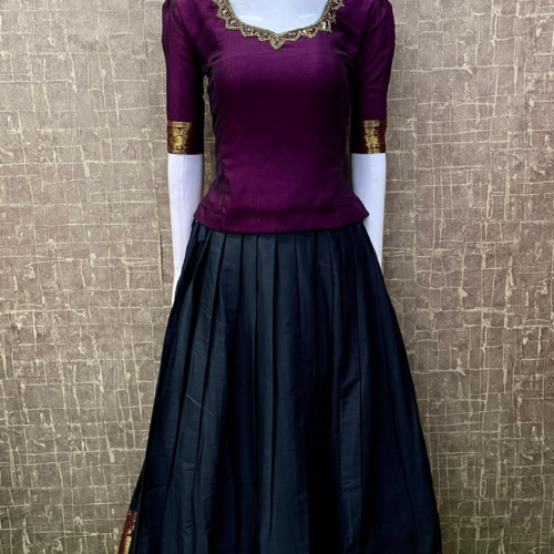 Handcrafted Semi-Silk Pattu Pavada