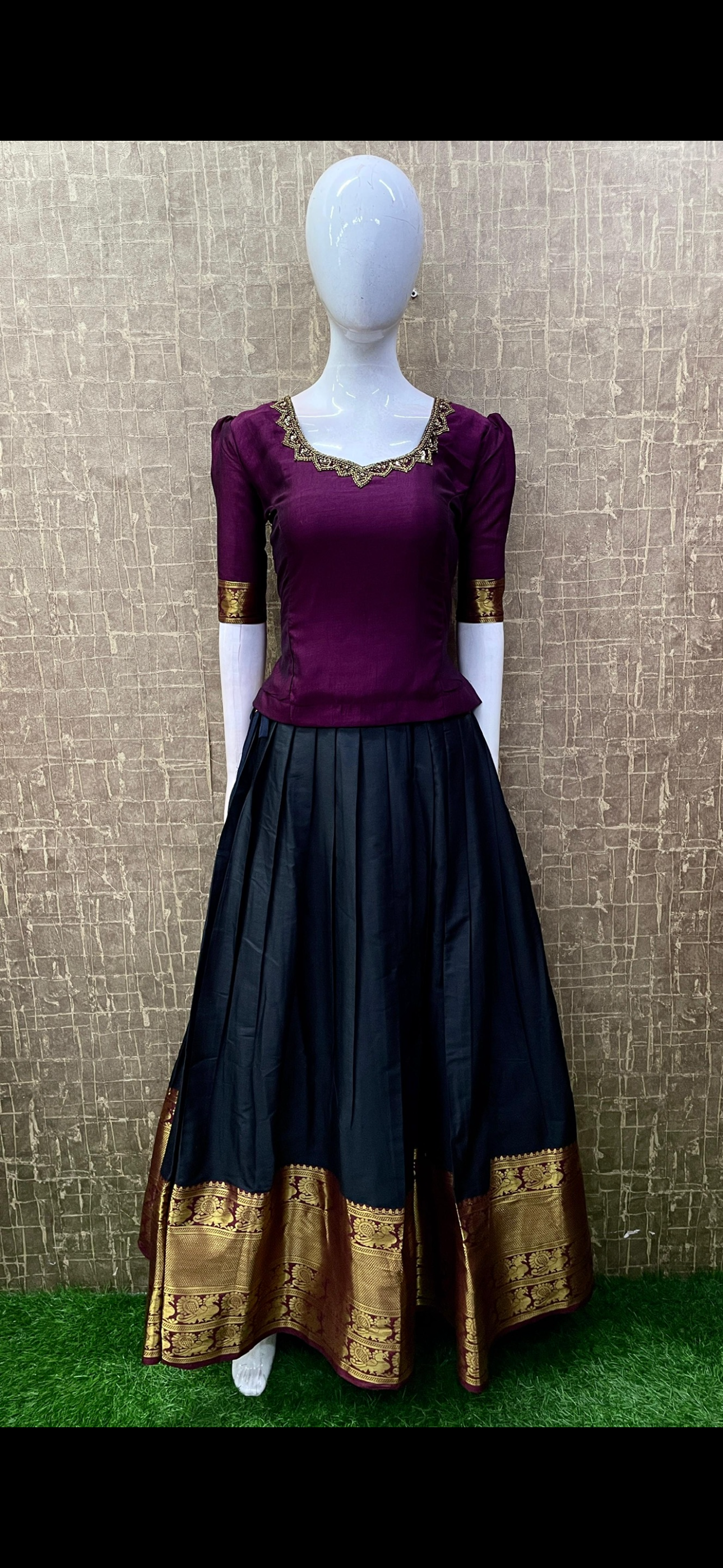 Handcrafted Semi-Silk Pattu Pavada