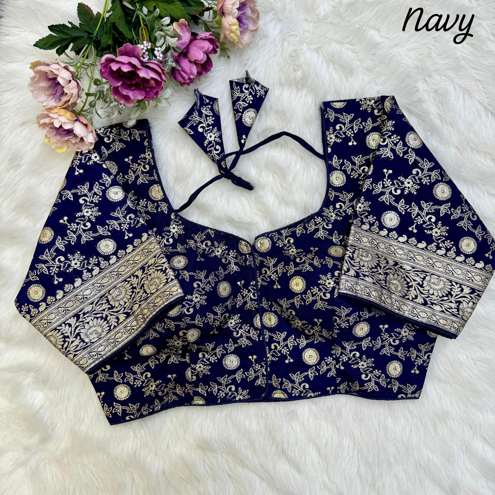 Dola Silk Blouse - Navy Blue