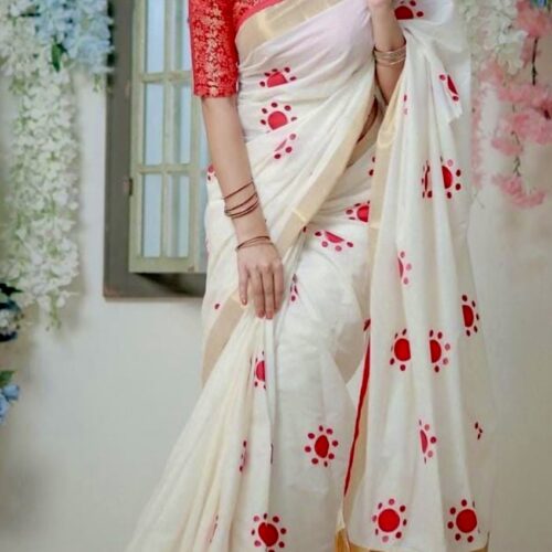 Cotton Pottu  Kerala Set Saree