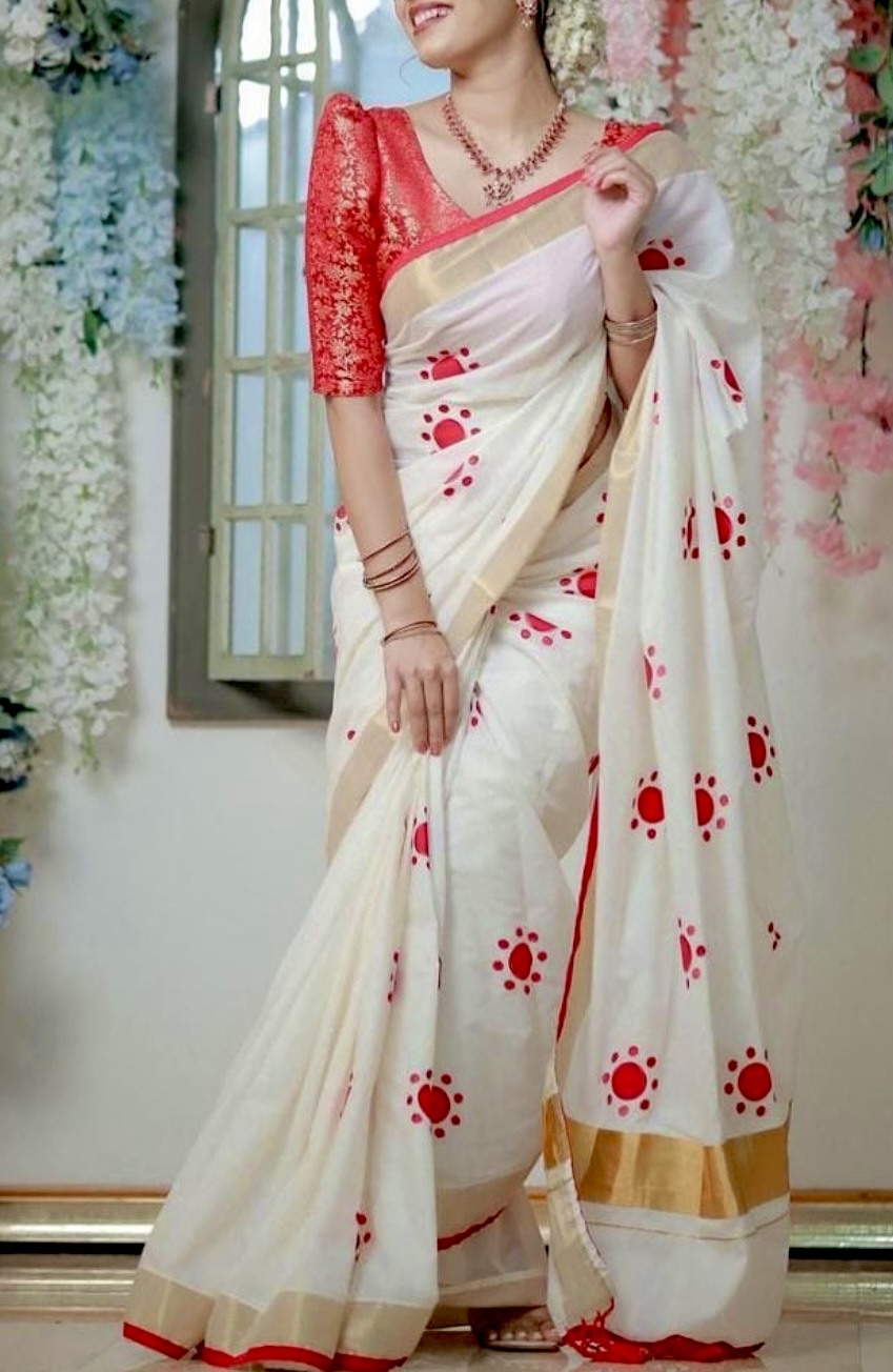 Cotton Pottu  Kerala Set Saree