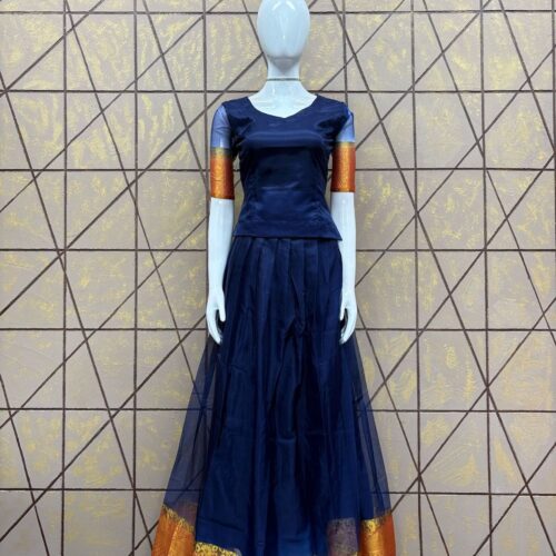 Organza  PattuPavada - Navy Blue