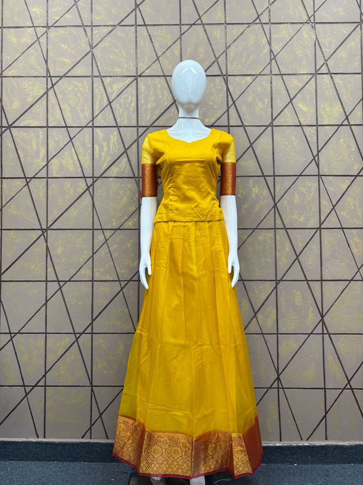 Organza  PattuPavada - yellow