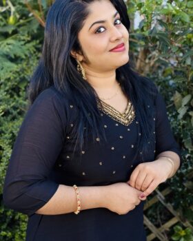Designer Handwork  A-Line Kurthi  - Black