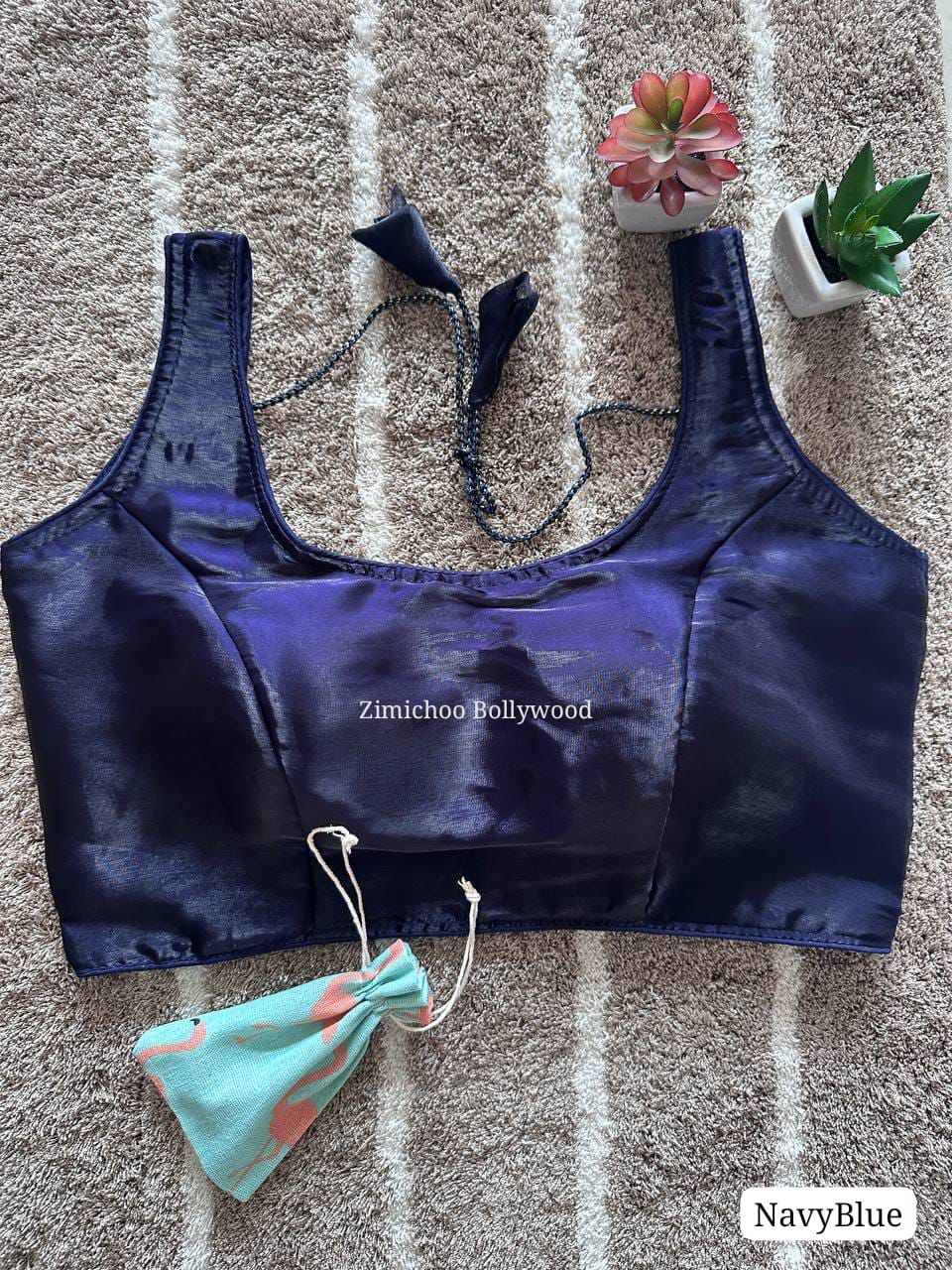 Sleeveless Zimmy Choo Silk Blouse - Navy Blue