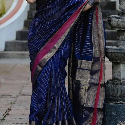 Kanchi Cotton Silk Saree with stitched blouse
