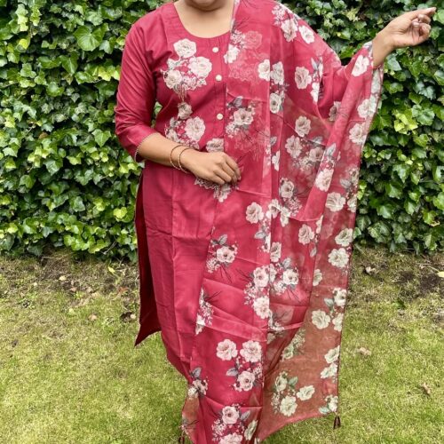 Maroon Dola Silk Salwar
