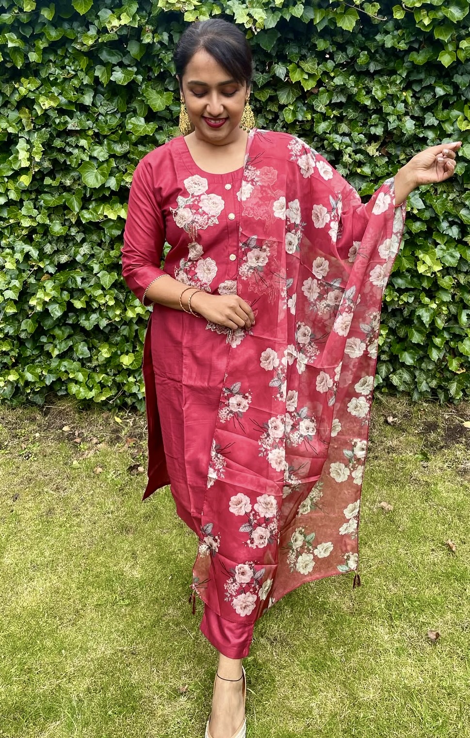 Maroon Dola Silk Salwar