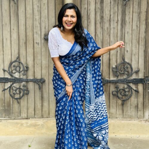 Indigo Cotton Saree