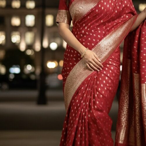 Banarasi Katan Georgette Saree - Maroon