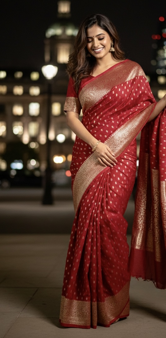 Banarasi Katan Georgette Saree - Maroon