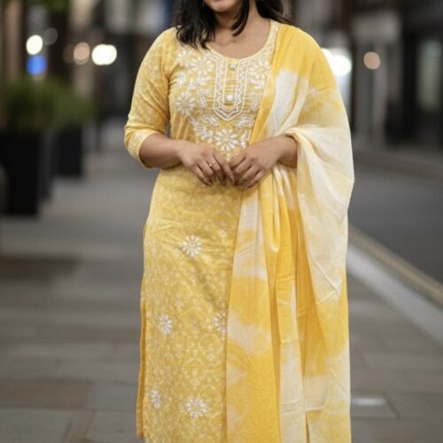 Yellow Chikankari Salwar Set