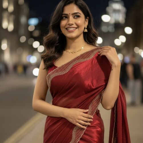 Maroon Shimmer Saree
