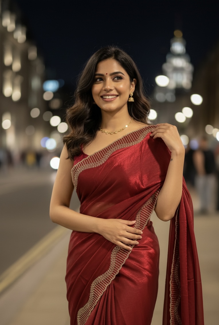 Maroon Shimmer Saree