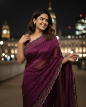 Magenta Shimmer Space Silk Saree