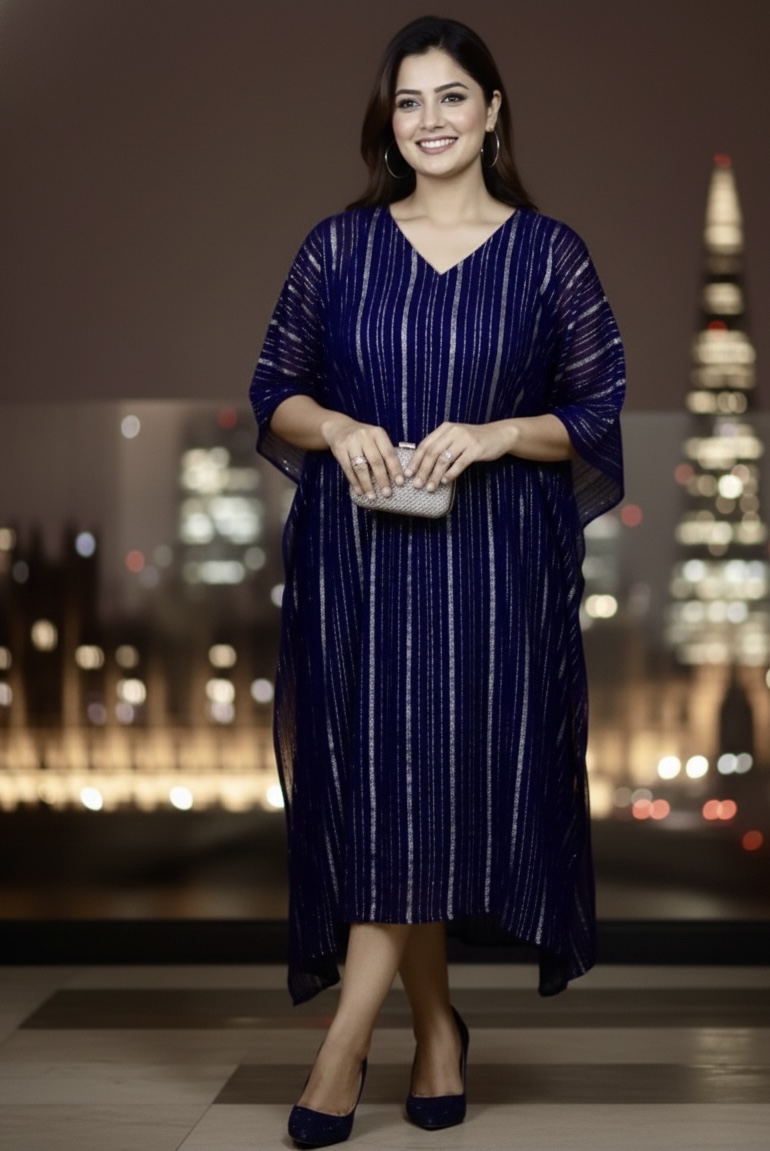 Navy Blue Zari georgette Kaftan
