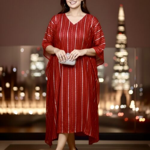 Red Zari georgette Kaftan