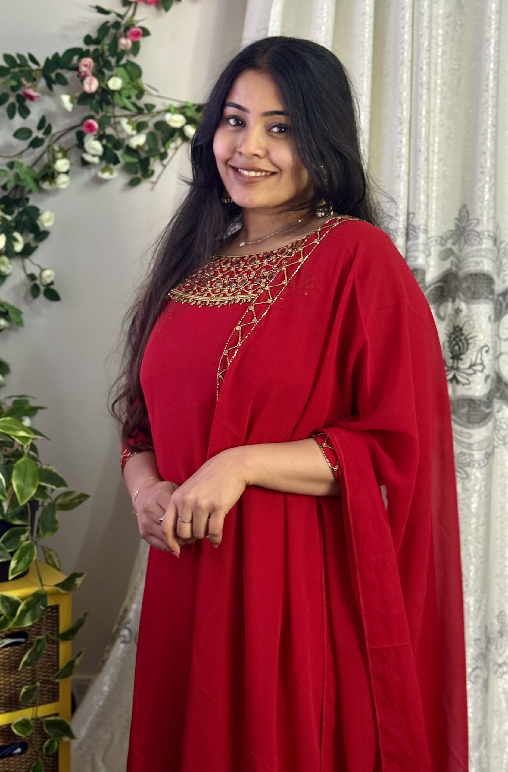 Heavy Handworked Mirror Work Salwar Set - Reddish Maroon