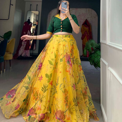 Organza Skirt With Stitched Blouse