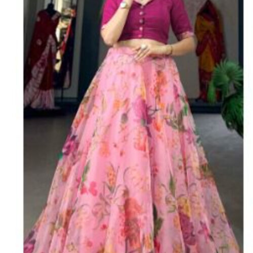 Organza Skirt With Stitched Blouse