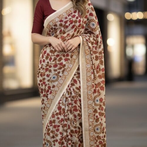 Magalagiri Cotton Kalamkari Printed Saree