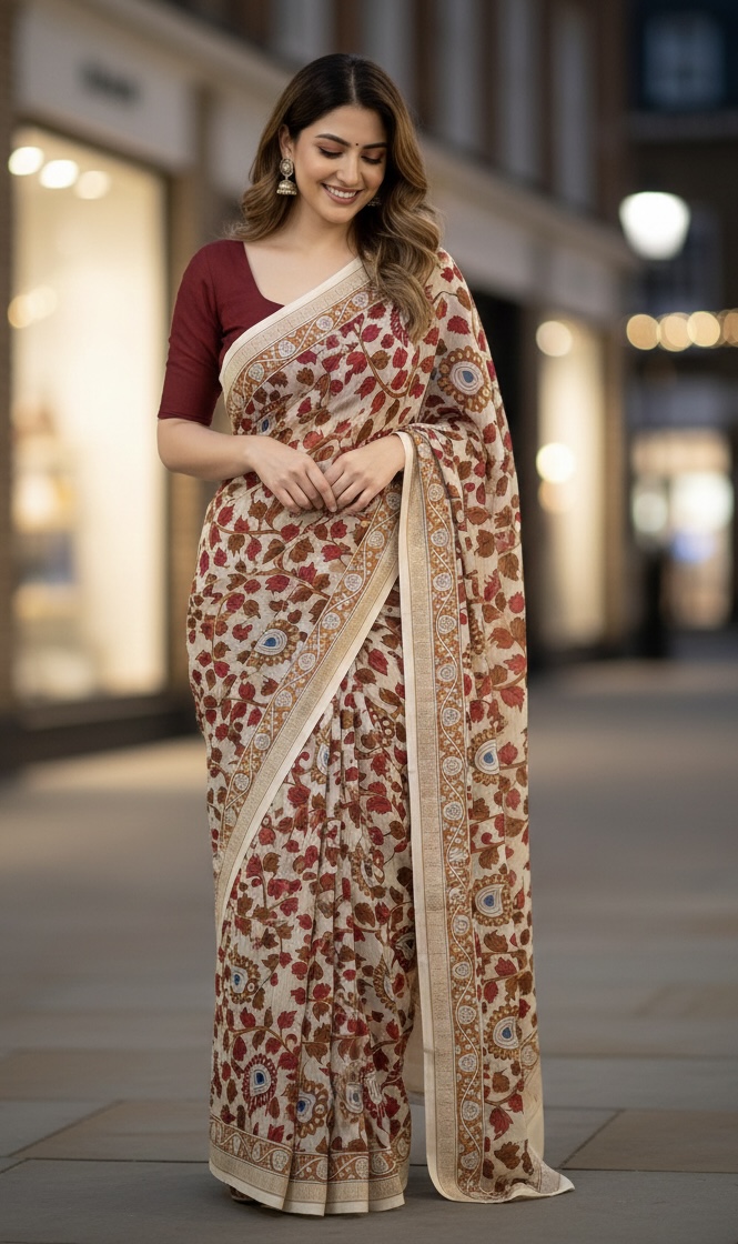 Magalagiri Cotton Kalamkari Printed Saree