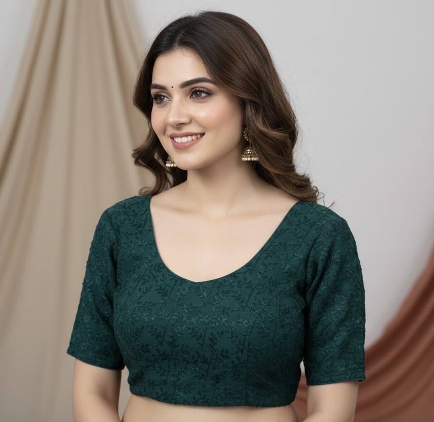 Stretchable Blouse - Bottle Green