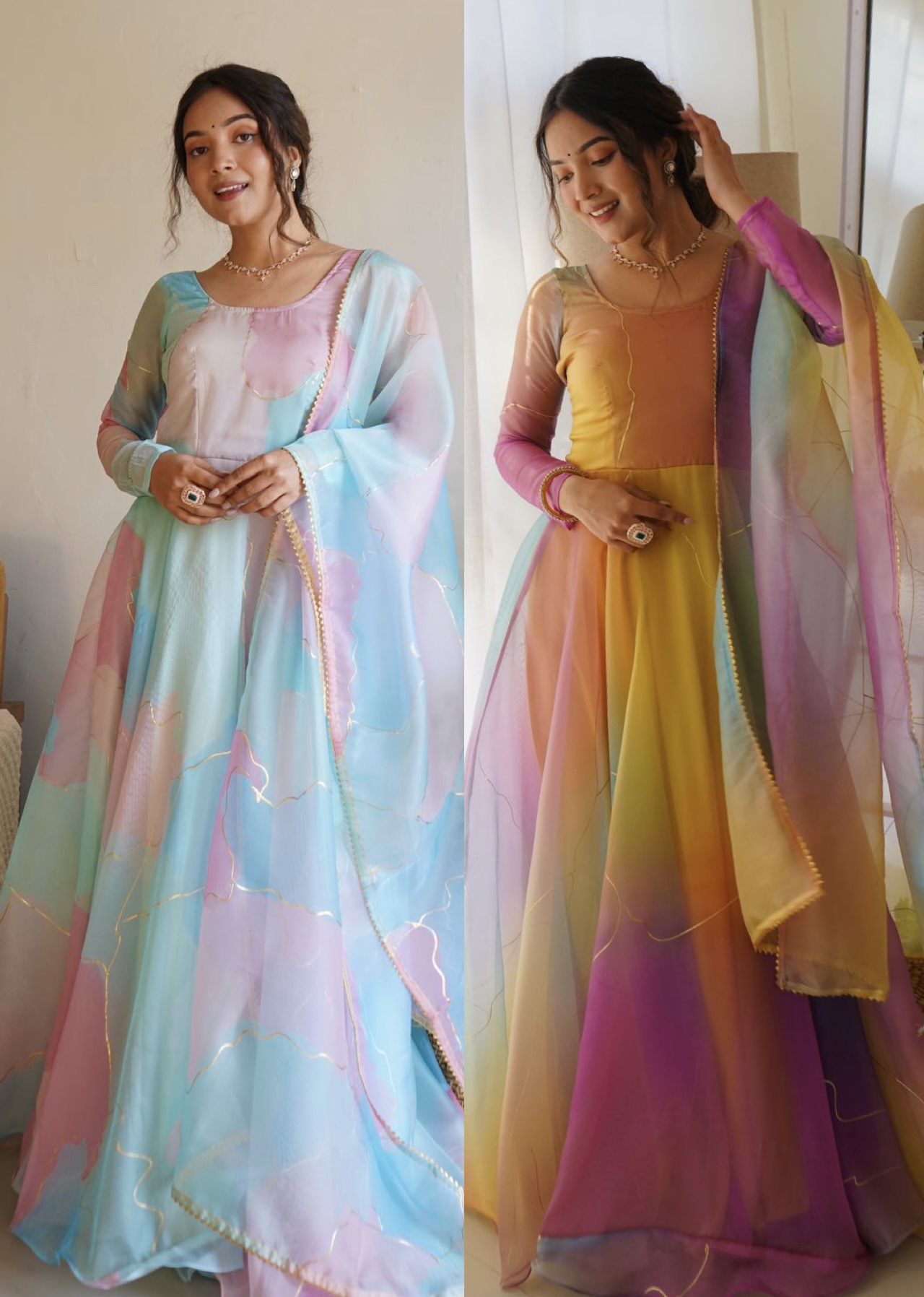 ORGANZA TABY SILK GOWN WITH DUPATTA -