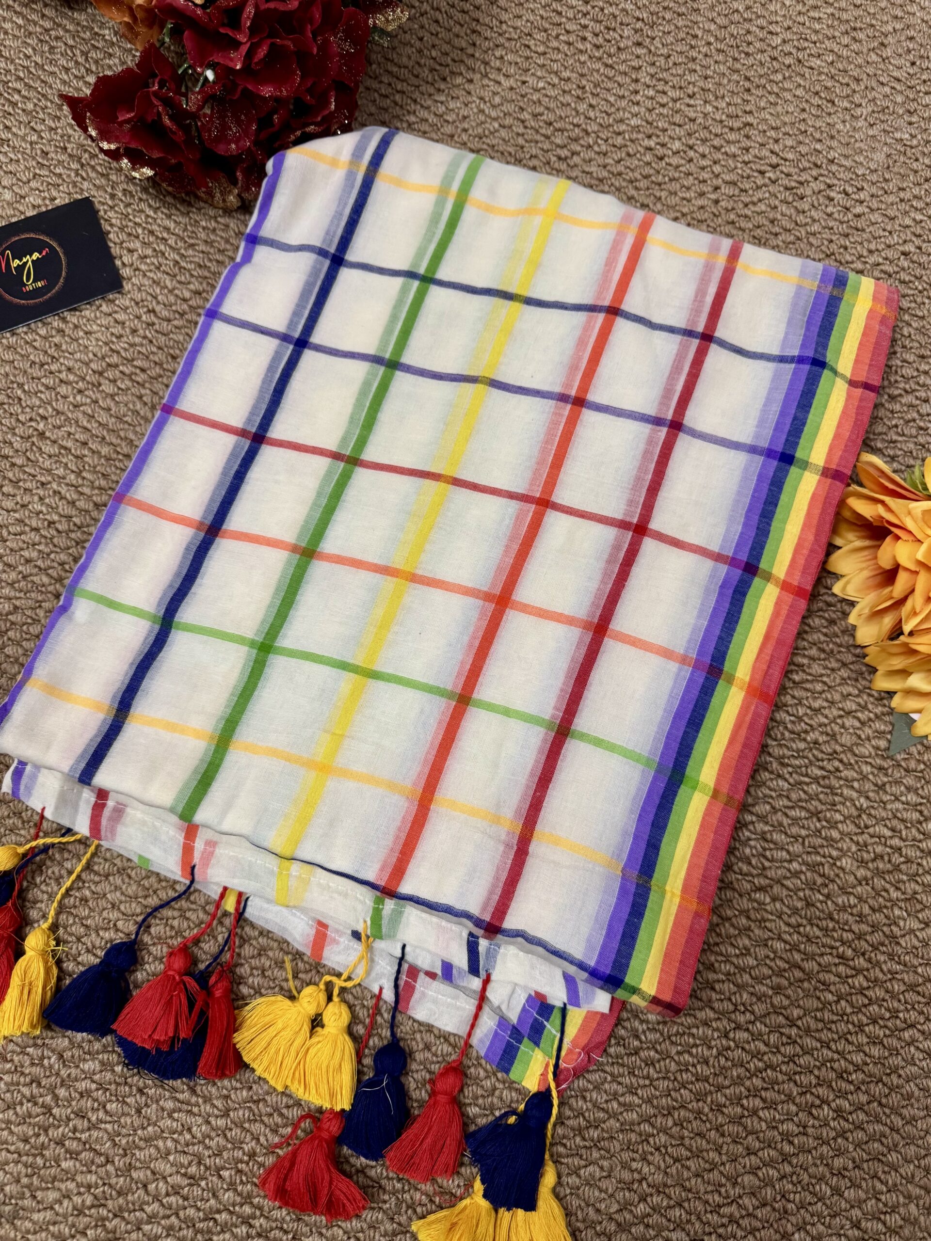 MulMul Cotton Saree - Multicolour