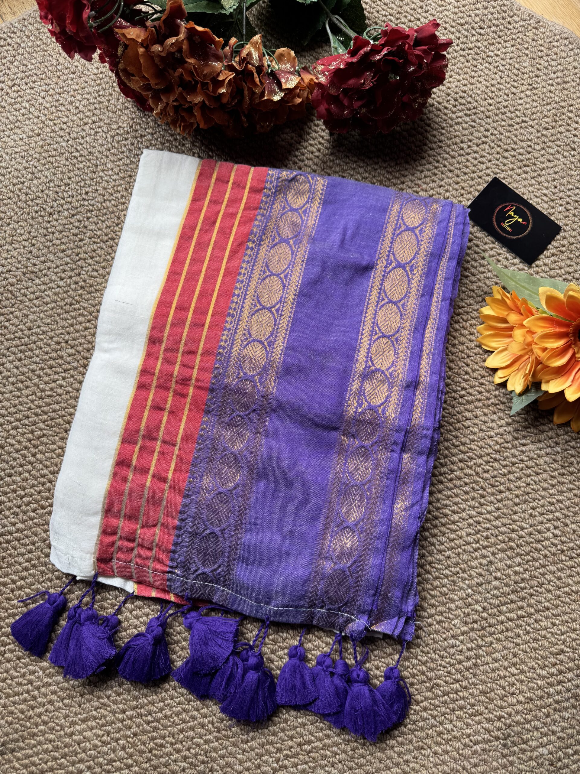 MulMul Cotton Saree - Kanchi Border