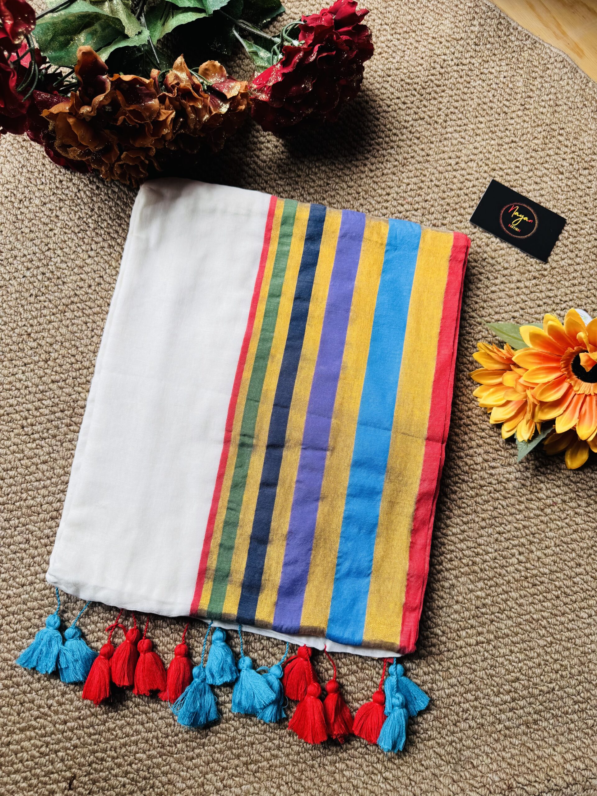 MulMul Cotton Saree - Mamata Inspired