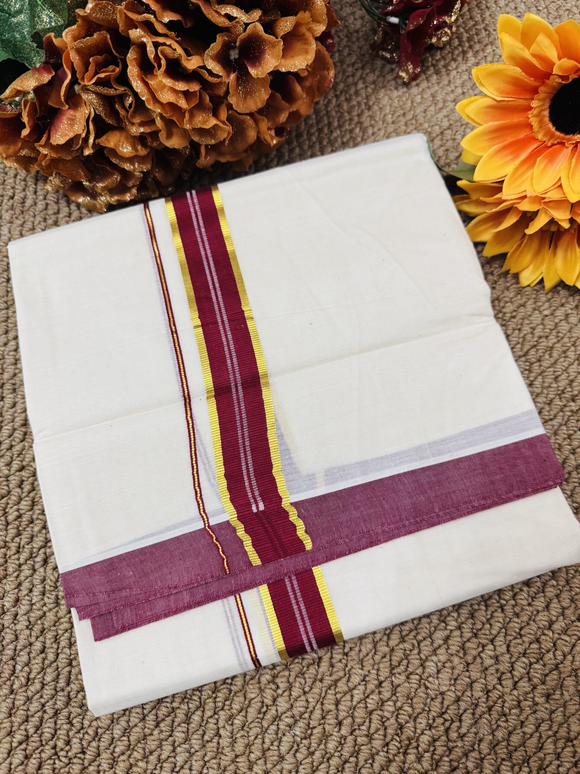 Cotton Mundu - Maroon