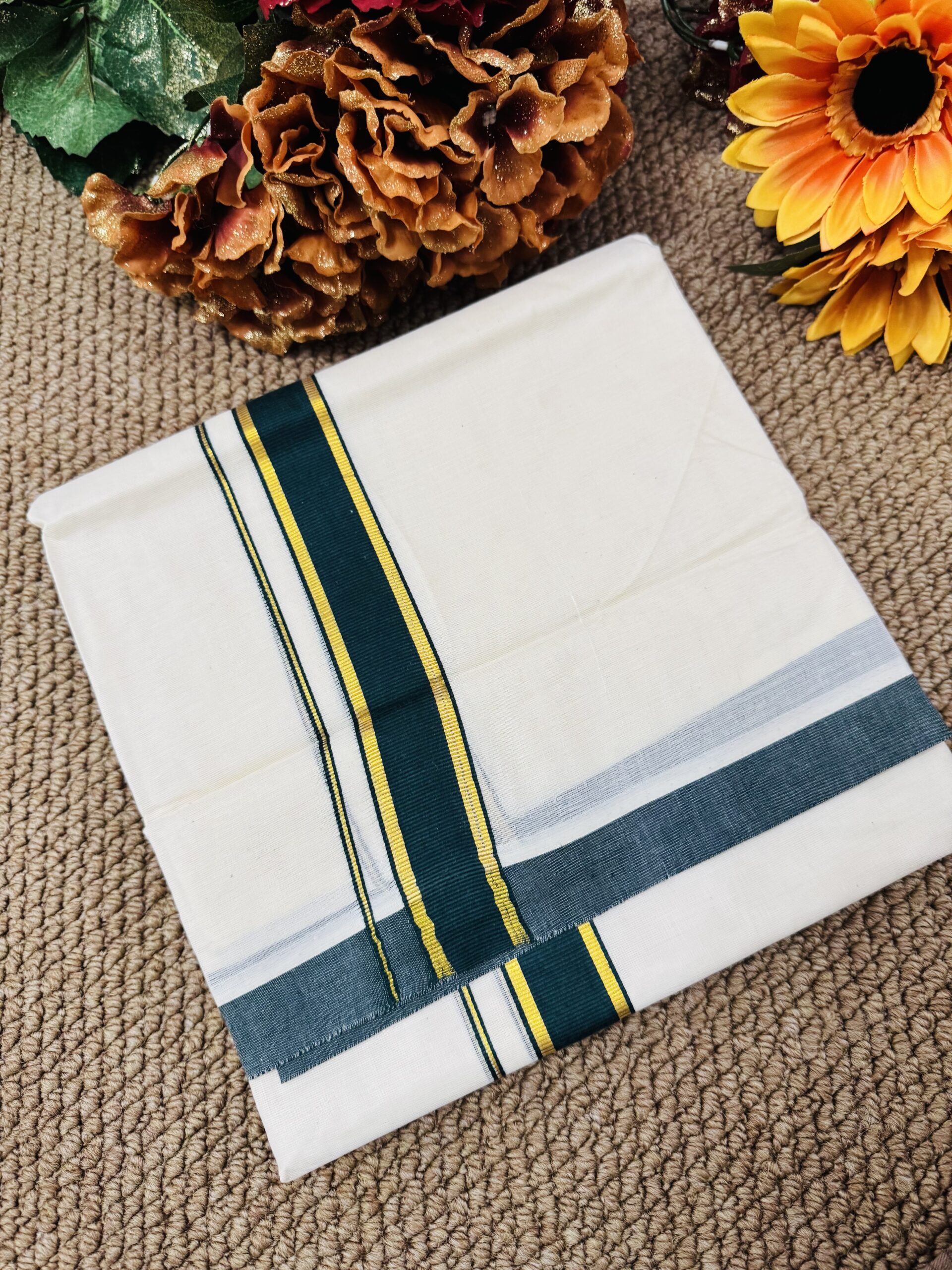 Cotton Mundu - Bottle Green