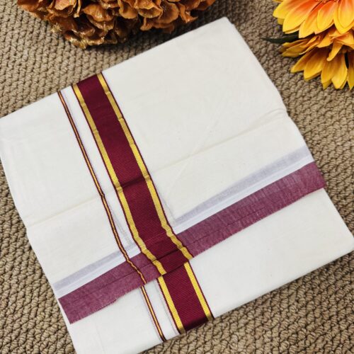 Cotton Mundu - Maroon