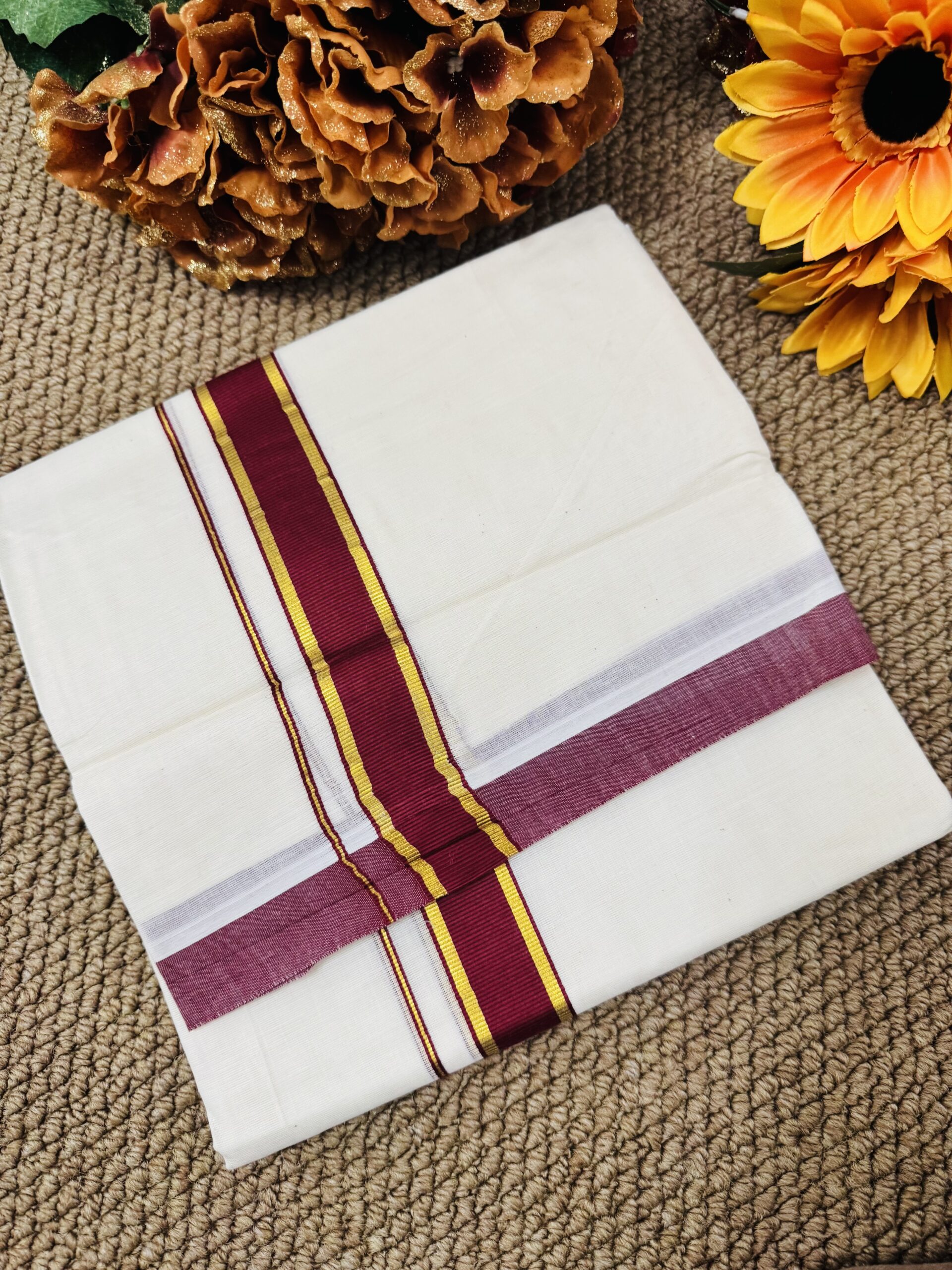 Cotton Mundu - Maroon