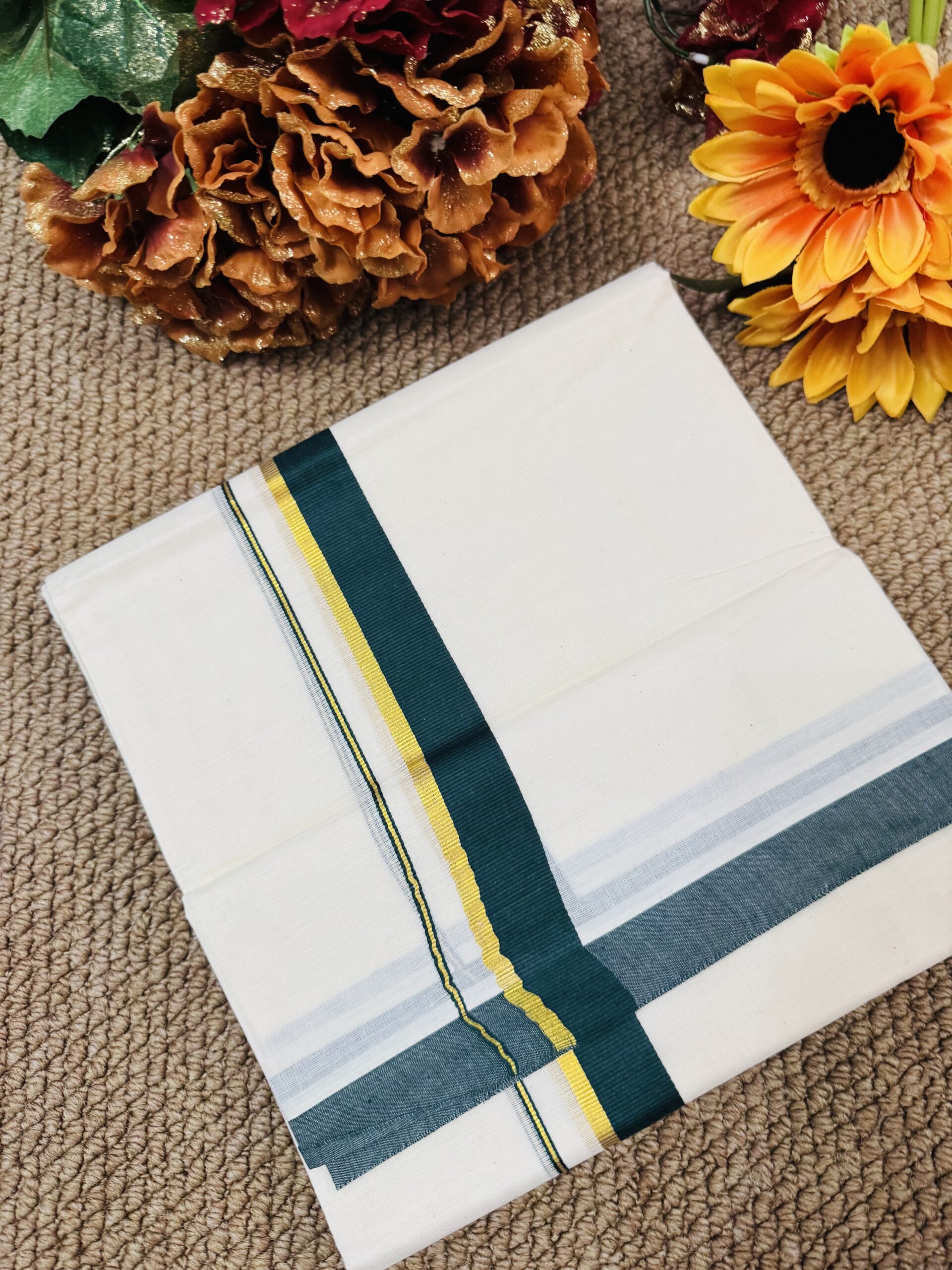 Cotton Mundu - Bottle Green