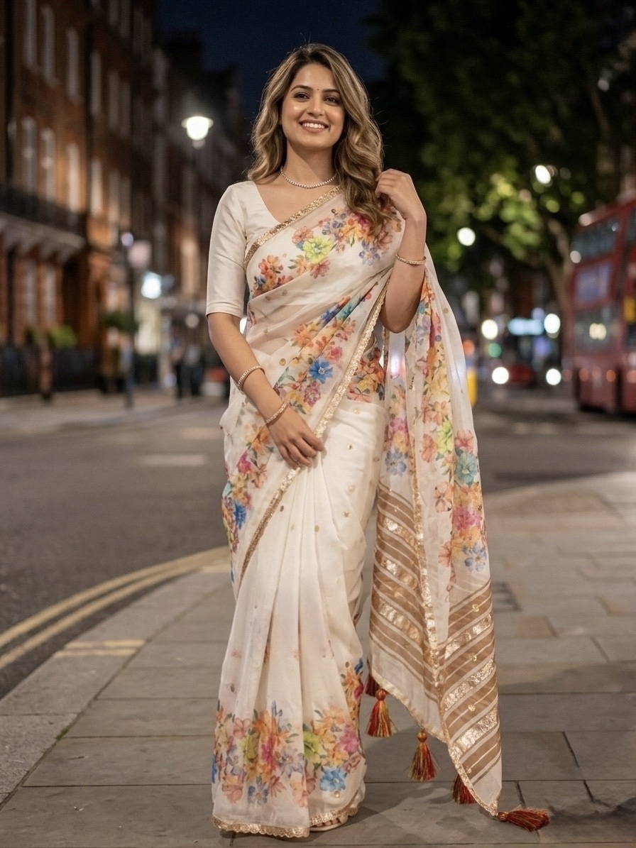 Floral Organza Saree