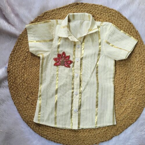 Lotus Hansworked Boys Shirt and Mundu (Prebooking 3-4 weeks)