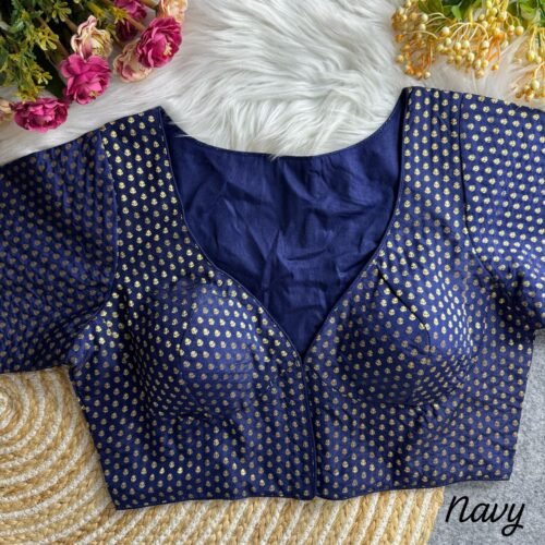 Brocade Blouse - Navy Blue
